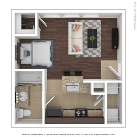 Floor plan for studio, 1 bath, 430 sqft